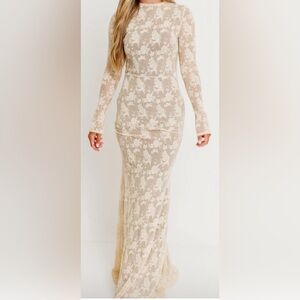 Worth Collective Seraphine Lace Maxi Dress Cream Maternity Friendly Womens LG